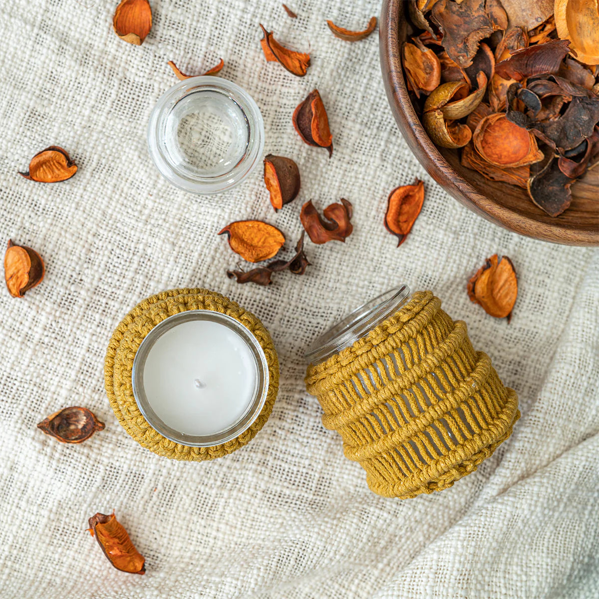 Yellow Meander Candle Jar